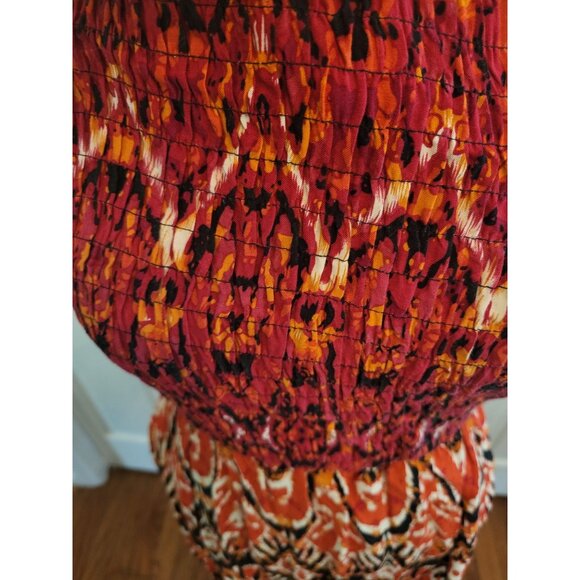 New Directions Orange and Pink Print Tank Maxi Dress 3x Smocking Boho Festival - Picture 4 of 6